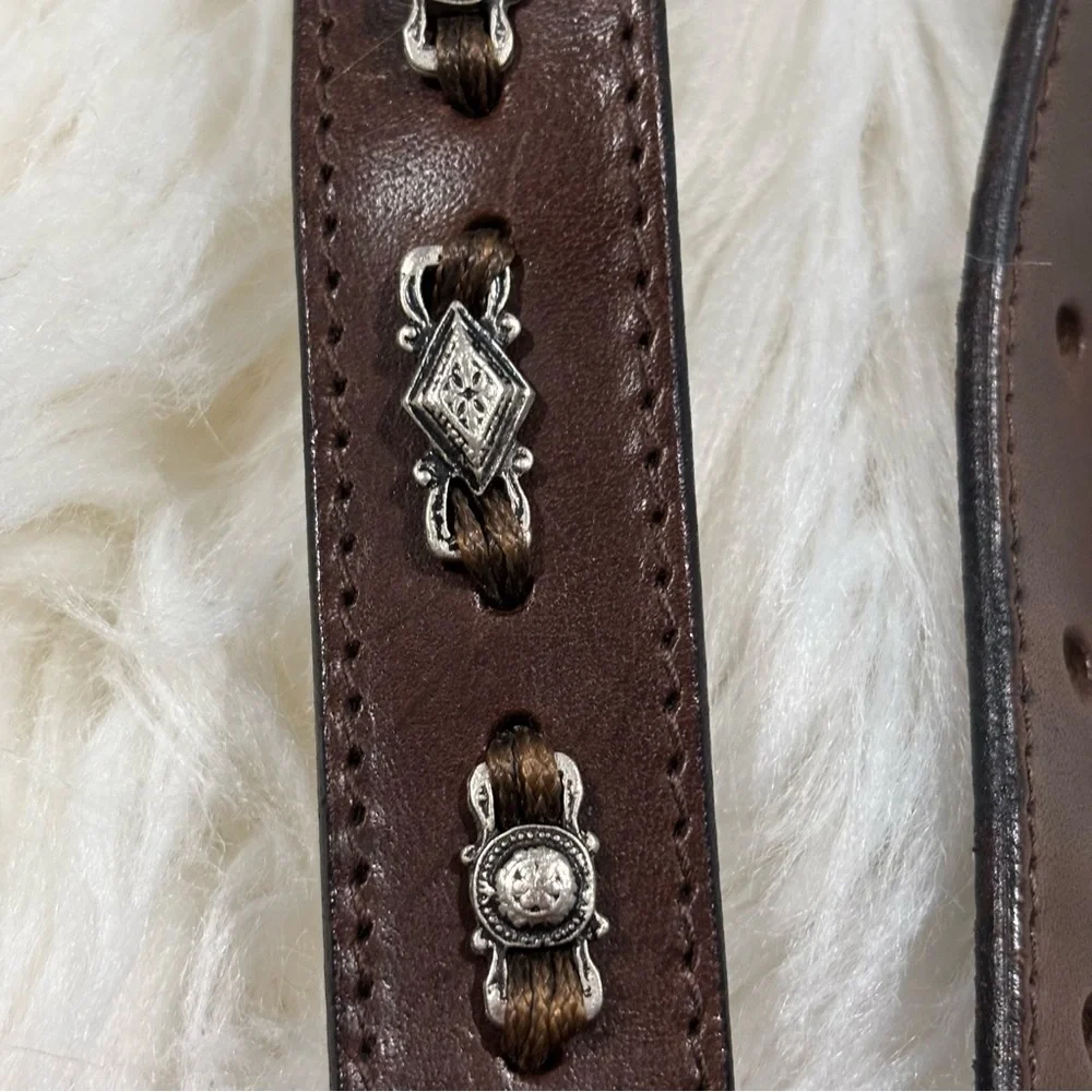 Abercrombie Dark Brown Embellished Leather Waist Belt Leather